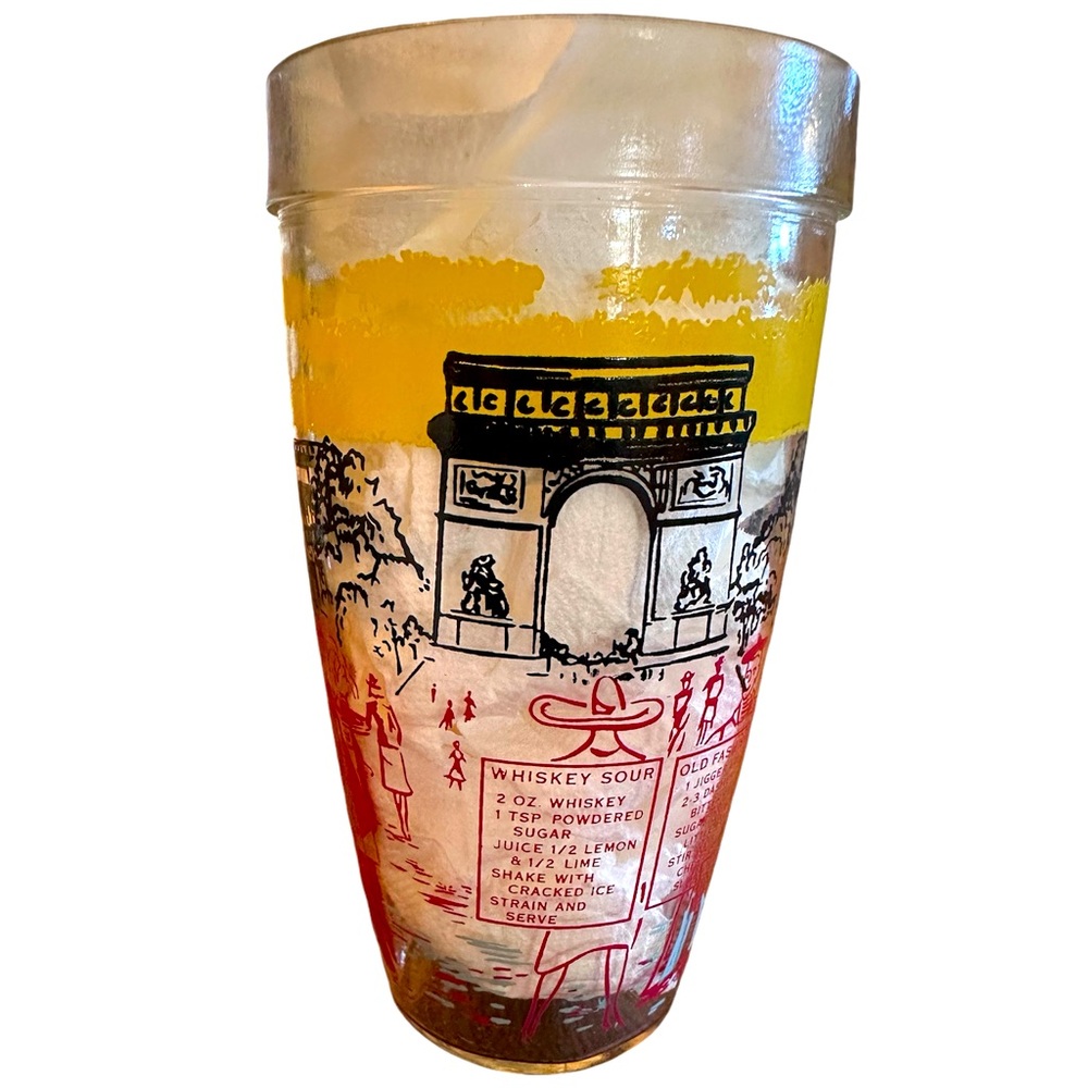 Vintage MCM Bloomfield Industries Cocktail Mixing Glass w/ Recipes